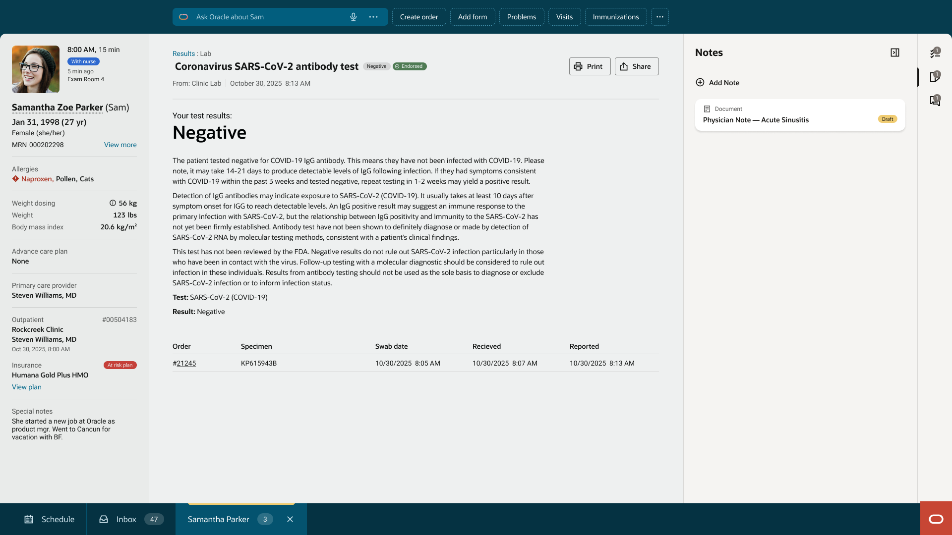 Right Panel discovery state surfacing notes that need attention beside the patient context.